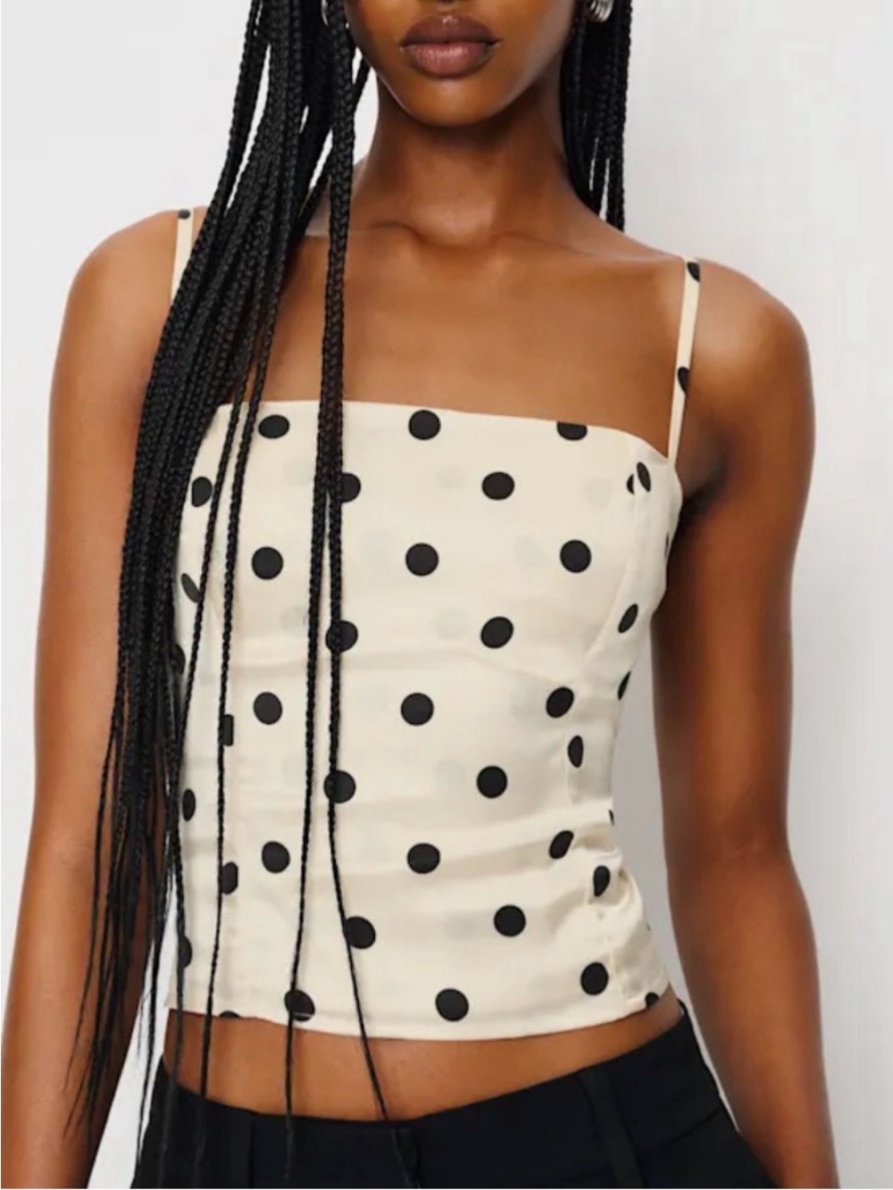 Reformation Overland Cream Polka Dot Square-Neck Top